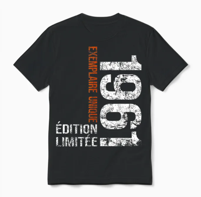 Vintage 1961 Gift 65 Years Man Birthday Humour Unisex T-Shirt in Black
