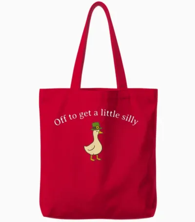 Funny off to Get Little Silly Goose Party St Patricks Day Tote Bags - Red