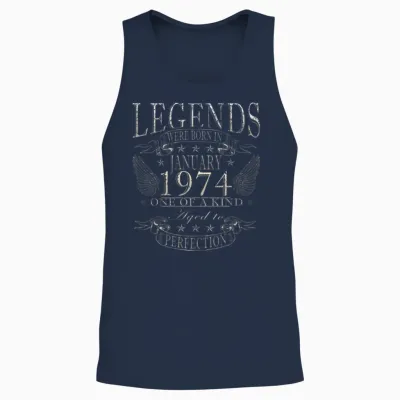 January 1974 Vintage Birthday Present Unisex Tank Top - Navy