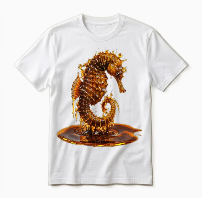 Seahorse Men Women Aesthetic Gold Honey Seahorse Unisex T-Shirt in White
