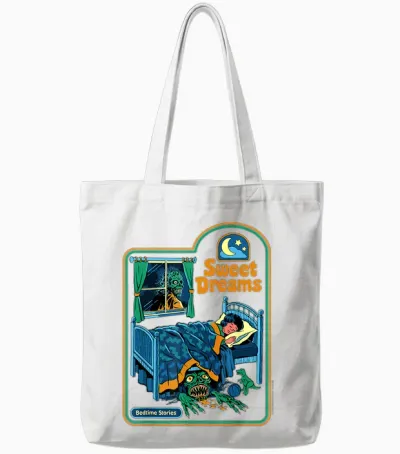 Sweet Dreams Monster Sarcastic Retro Funny Adult Humor Tote Bags - White