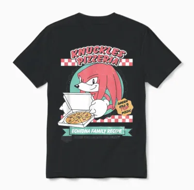 Sonic the Hedgehog Knuckles Pizzeria Vintage Restaurant Ad Unisex T-Shirt - Black