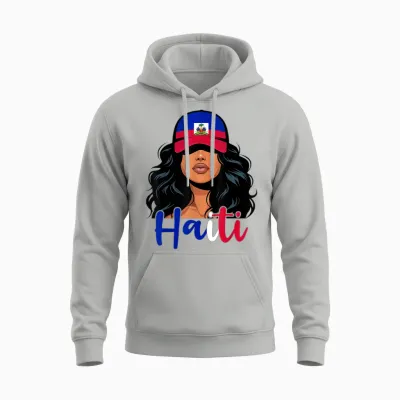 Flag Haitian Girl Haiti Proud Haitian Women Haiti Unisex Hoodie - Ash
