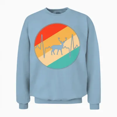 Deer Retro Heartbeat Unisex Sweatshirt - Light Blue