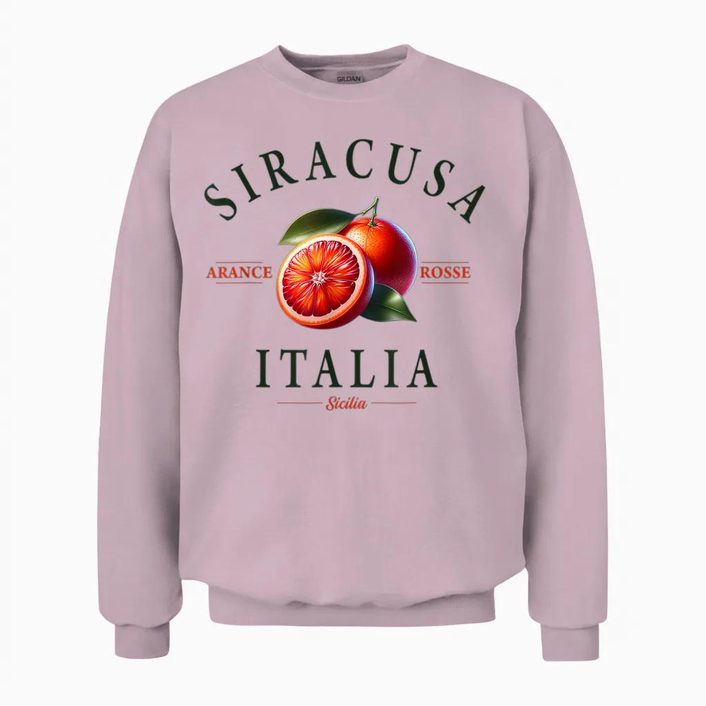 Syracuse Italie Oranges Sanguines Sicile Unisex Sweatshirt in Light Pink