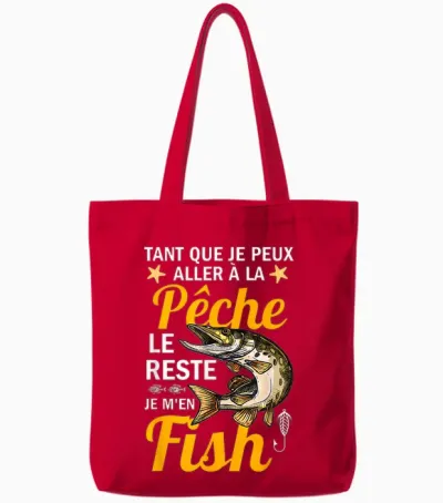 Fisherman the Rest I M'en Fish Fish Humour Fishing Idea T-Shirt, Black, S Tote Bags - Red