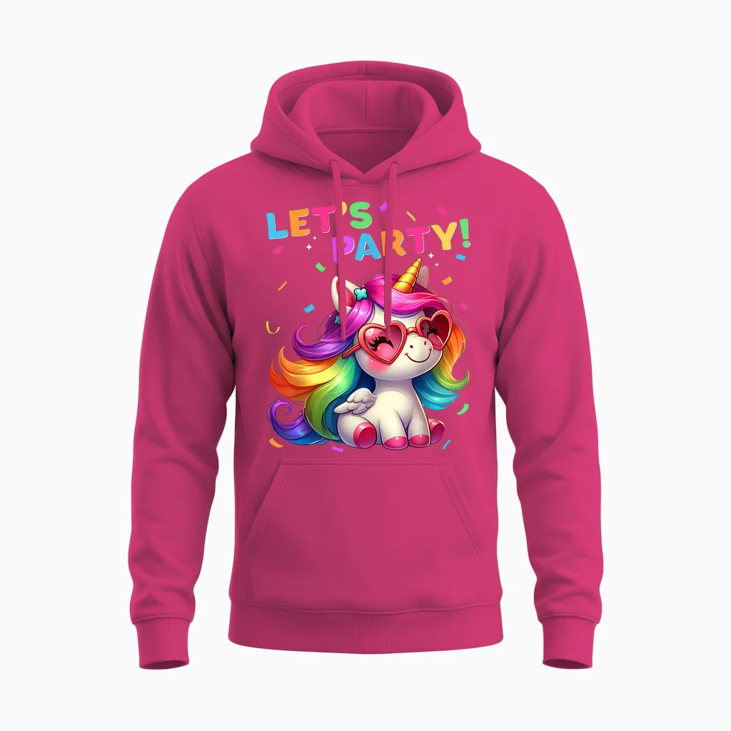 Unicorn Party Outfit Women Men Boys Girls Unicorn T-Shirt, Black Unisex Hoodie in Heliconia