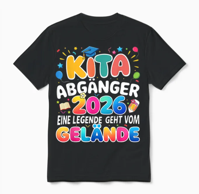Kita Abgänger 2026 Einschulung Schulkind Junge Mädchen Unisex T-Shirt in Black