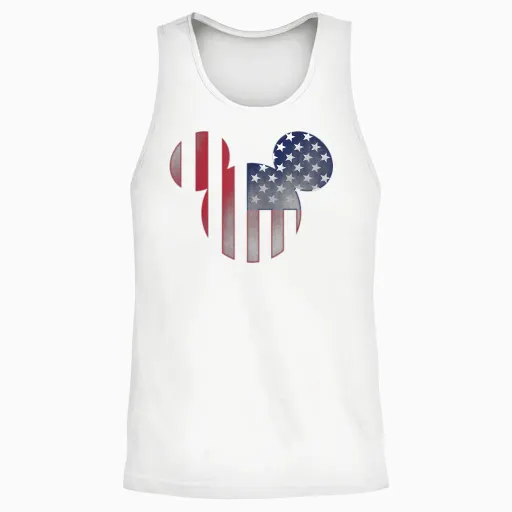 Disney Mickey Mouse Americana Ears Shape Unisex Tank Top - White