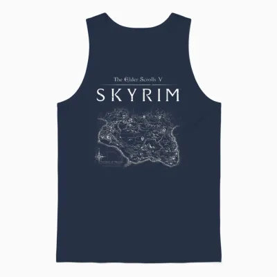 Skyrim Province Map Video Game Unisex Tank Top - Navy
