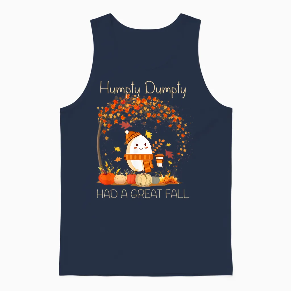 Humpty Dumpty Had a Great Fall Thanksgiving Autumn Halloween Unisex Tank Top in Navy