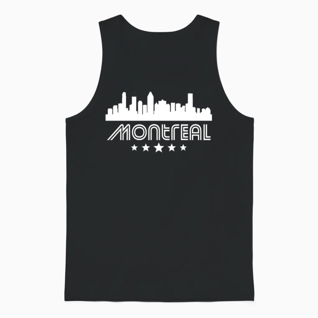 Retro Montreal Skyline Unisex Tank Top - Black