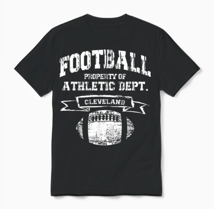 Fußballeigentum in Cleveland Der Athletic Dept. Retro-Grunge Unisex T-Shirt in Black