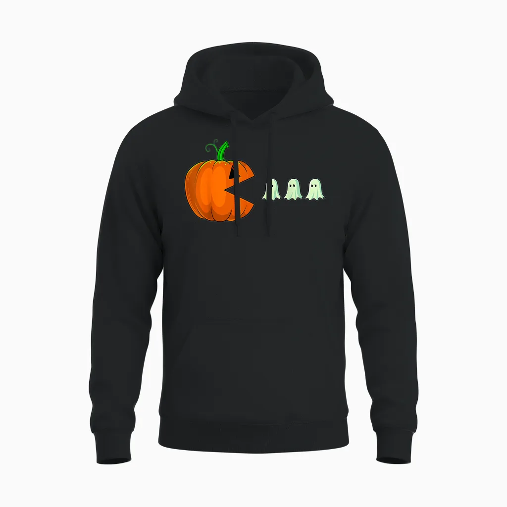Halloween Pumpkin Funny Ghosts Boys Kids Women Men Unisex Hoodie in Black