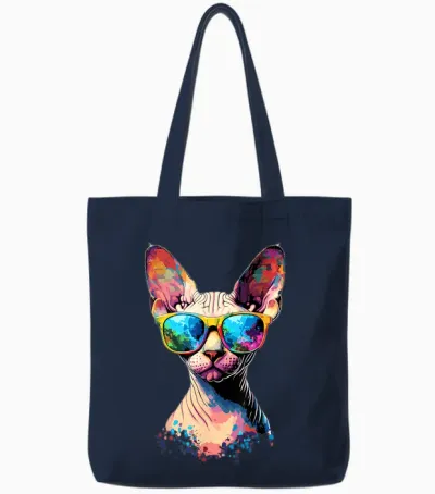 Sphynx Cat Sphynx Cat Canadian Cat Sweet Cats Sphynx T-Shirt, Black, S Tote Bags - Navy
