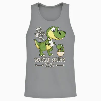 Children's Siblings Baby Dino I Will Be a Big Brother 2026 Unisex Tank Top - Sport Grey