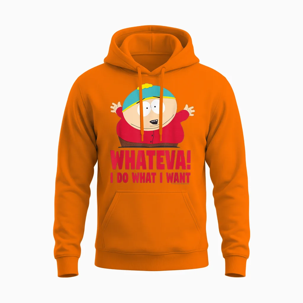 South Park Cartman Classic Fit T-Shirt - Black Crew Neck, Short Sleeve, Casual Unisex Hoodie in Safety Orange