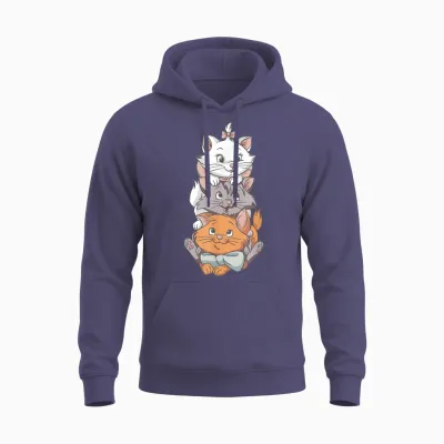 Aristocats Cute Cats T-Shirt, Black, S Unisex Hoodie - Heather Sport Dark Navy