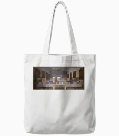 Pixel Art Version of the Last Supper Leonardo Da Vinci Tote Bags - White