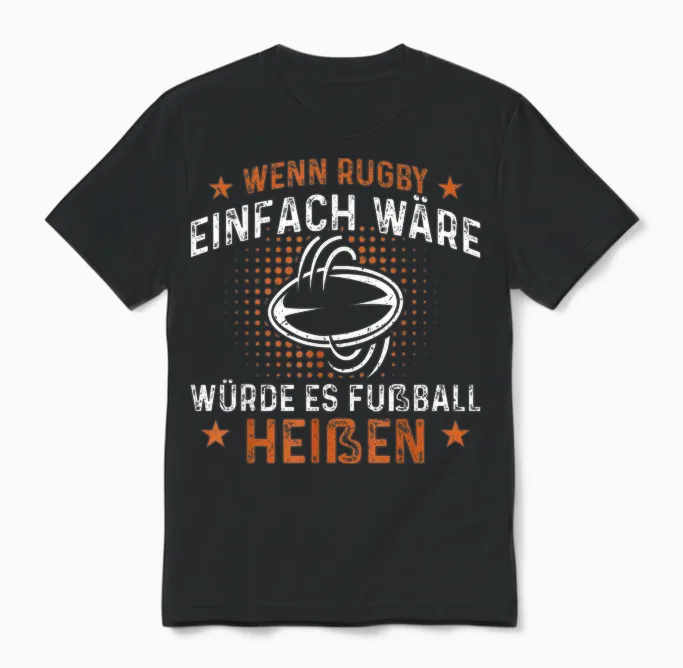 Herren Rugbyspieler Geschenke Rugby Spieler Lustiges Wenn Rugby Einfach Wäre Es Fußball T-Shirt Schwarz U-Ausschnitt Klein Rugby T-Shirt Herren Rugby Sport Design Unisex T-Shirt in Black