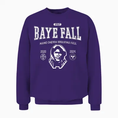 Name Cheikh Ibrahima Fall Baye Fall Mourid Senegal Bayefall T-Shirt, Black, S Unisex Sweatshirt - Purple