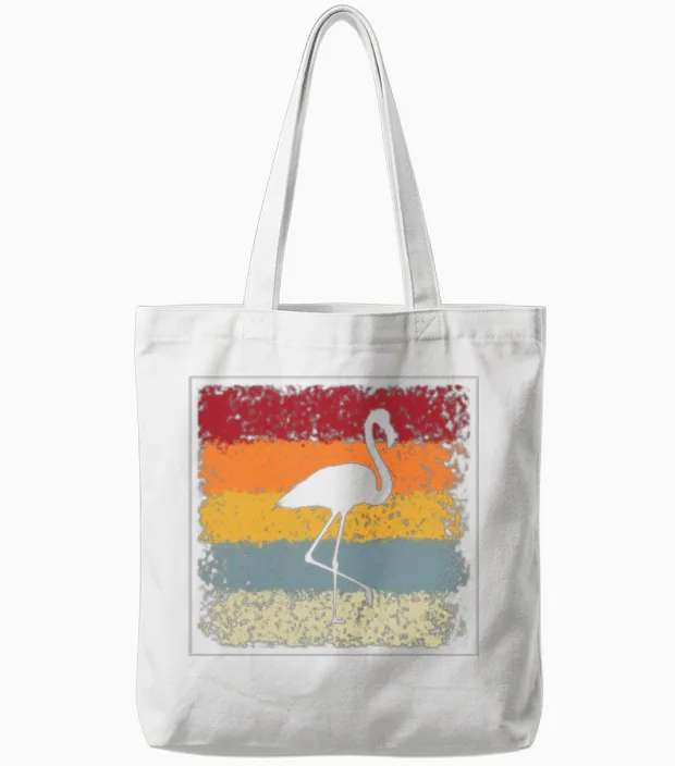 Flamingo Retro Tote Bags in White