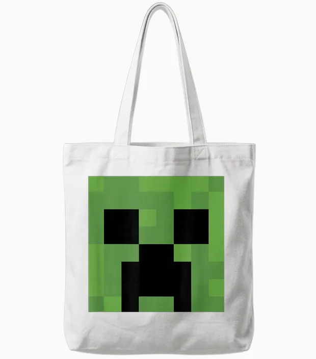 Minecraft Creeper Big Face Tote Bags in White