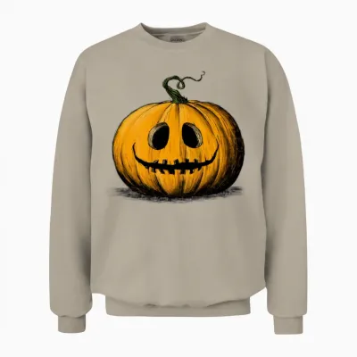 Happy Halloween Jack O'lantern Adult Natural Unisex Sweatshirt - Sand