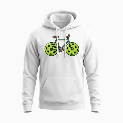 Funny Bicycle on Pickleball Wheels Unisex Hoodie - White