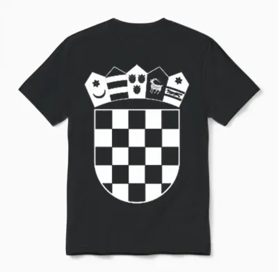 Croatia Coat of Arms Croatia Flag White Chessboard T-Shirt, Black Unisex T-Shirt - Black