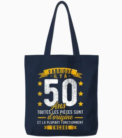 Made 50 Years Ago Birthday Man Joke 50 Years Tote Bags - Navy