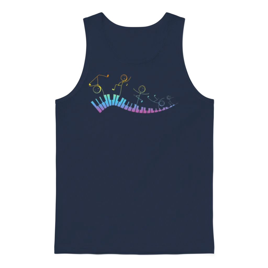Piano Keyboard - Funny Piano Stick Figure Keyboard Unisex Tank Top - Navy