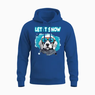 Dog with Ski Goggles Snow Snowfall for a Dog Unisex Hoodie - Royal
