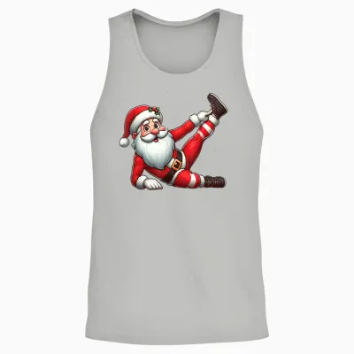 Santa Claus Exercise Gym Fitness Training Christmas Snow T-Shirt, Black, S Unisex Tank Top - Ash