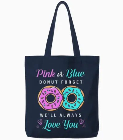 Gender Reveal Pink Blue Baby Shower Tote Bags - Navy