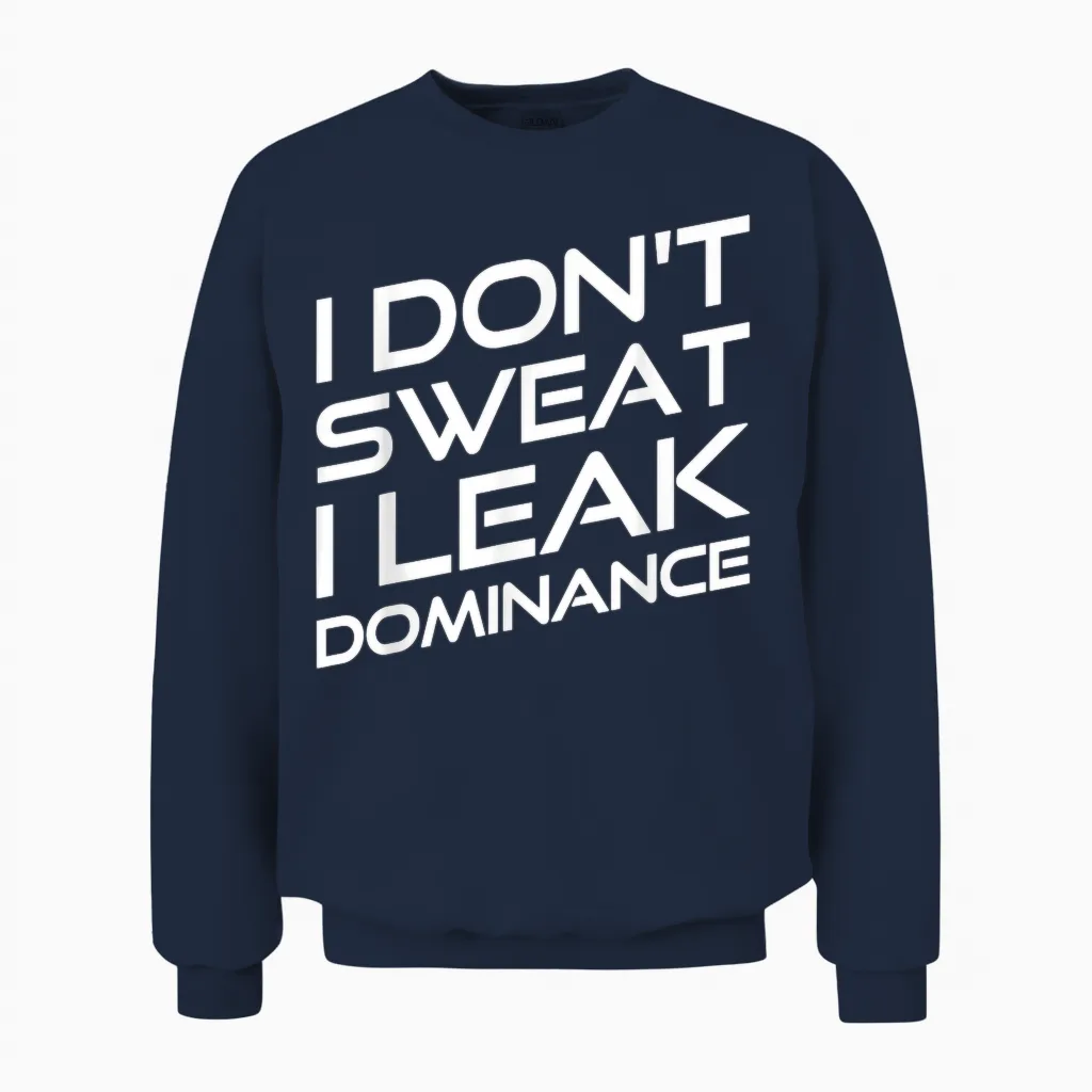 I Don't Sweat I Leak Dominance Motivational Gym Fitness Unisex Sweatshirt in Navy