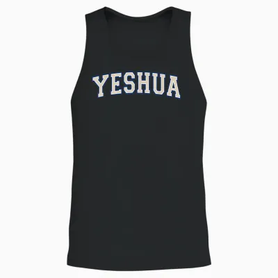 Yeshua Christlicher Messianischer Jesusname Blaue Varietätenbuchstaben Unisex Tank Top - Black