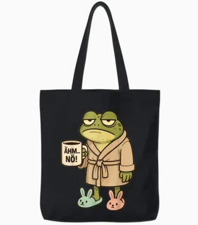 Morgenmuffel Kaffee Mürrischer Frosch ähm Nö Spruch Lustig Tote Bags - Black