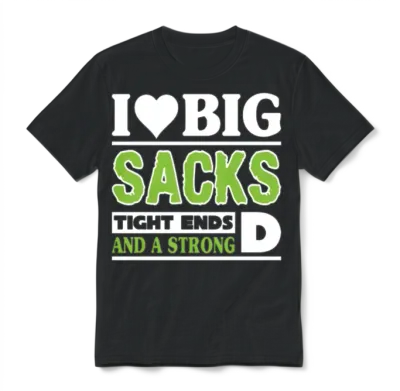 Heart Big Sacks Tight Ends Strong D Funny Unisex T-Shirt - Black