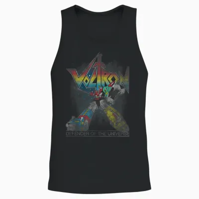 Voltron Retro Defender Rainbow Graphic Unisex Tank Top - Black