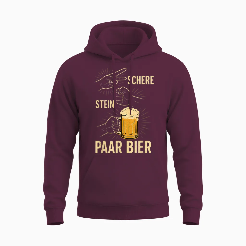 Pair of Beer Scissors Funny Beer Drinker Motif T-Shirt, Black, S Unisex Hoodie in Maroon