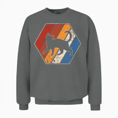Cat Retro Unisex Sweatshirt - Graphite Heather