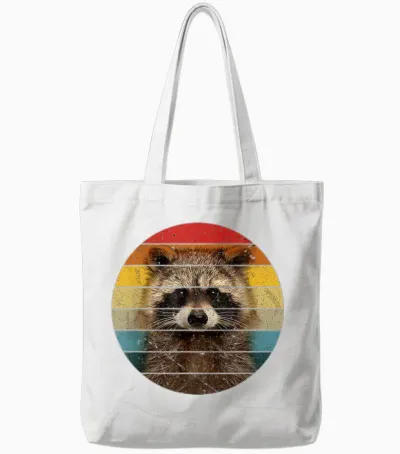Retro Vintage Raccoon Sunset Baby Waschbär Geschenk Tote Bags - White