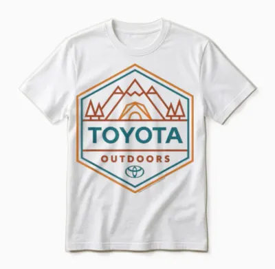 Toyota Outdoors Art Line Big Chest Logo Unisex T-Shirt - White