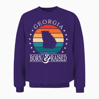Born & Raised Georgia Usa State Pride Unisex Sweatshirt - Purple