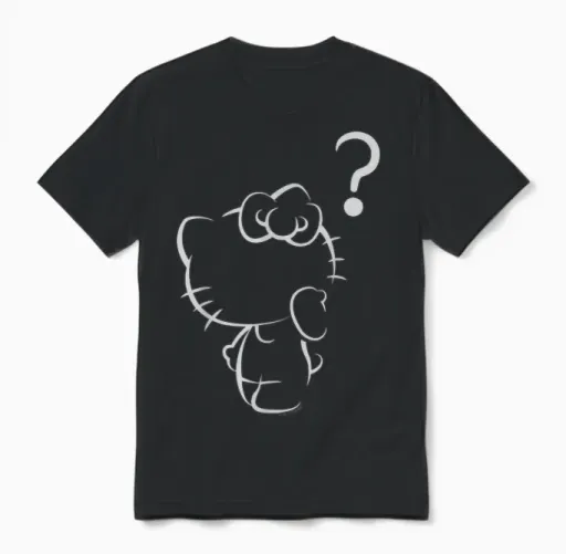 Hello Kitty Question Mark Unisex T-Shirt - Black