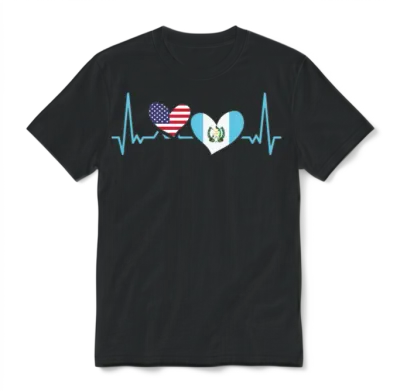 Awesome Guatemalan American Heartbeat For Unisex T-Shirt - Black