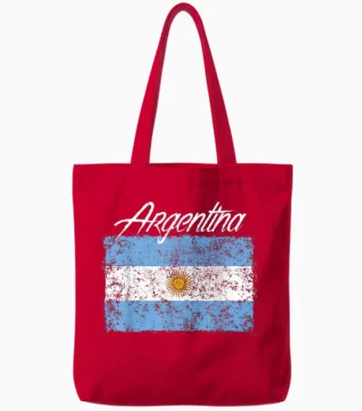 Argentina Flag Argentinian Tote Bags - Red