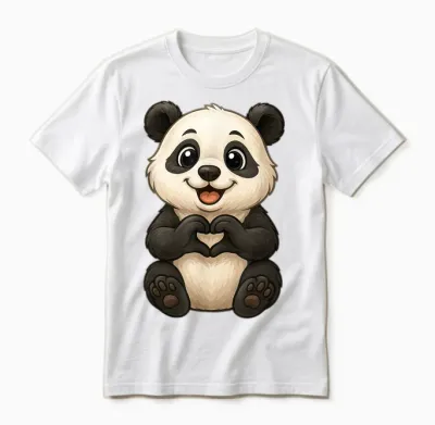 Panda Bear with Heart Cute Panda Bear with Heart Symbol Panda Unisex T-Shirt - White