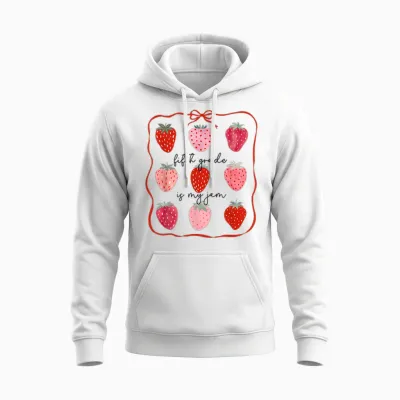 Women Fifth Grade Is My Jam Strawberry Fifth Grade Teacher Unisex Hoodie - White